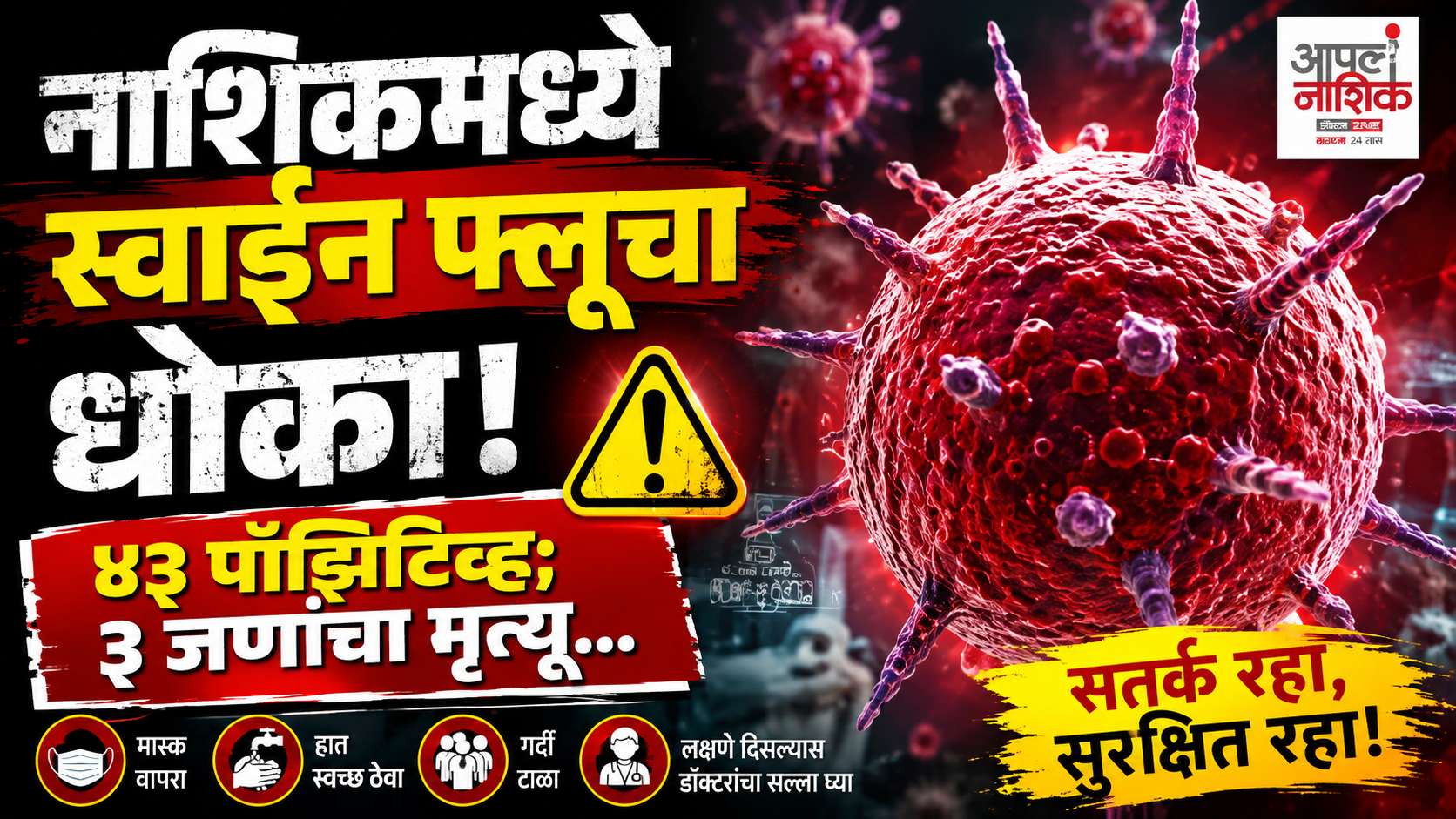 नाशिकमध्ये स्वाईन फ्लूचा धोका वाढला; ४३ रुग्ण पॉझिटिव्ह, ३ मृत्यू