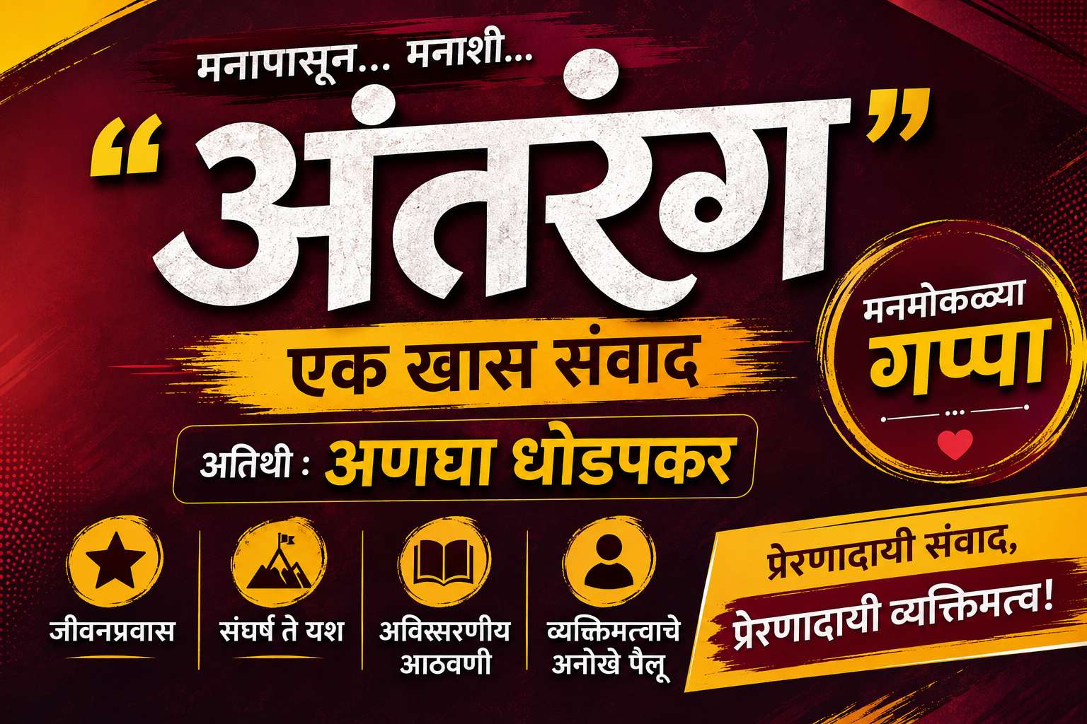 अंतरंग अणघा धोडपकर खास मुलाखत जीवनप्रवास संघर्ष यश