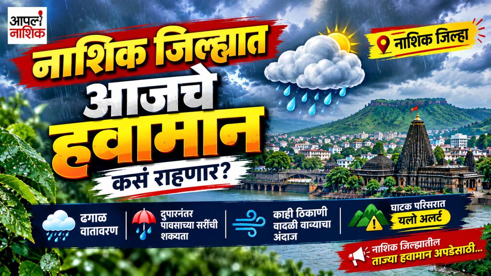 नाशिकमध्ये आज पाऊस पडणार का? | आजचं हवामान काय सांगतंय? | Nashik Weather Today