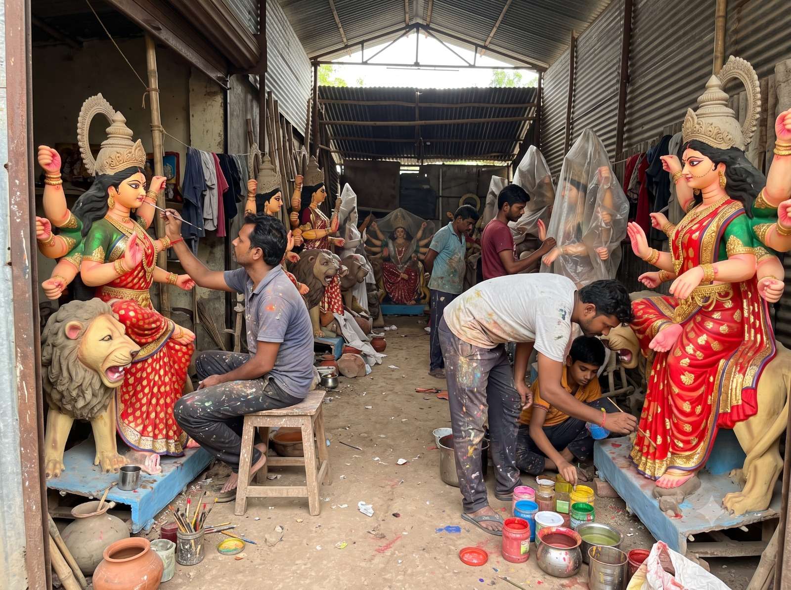 घटस्थापनेनिमित्त उत्साह शिगेला, मूर्तिकारांनी लगबग वाढली