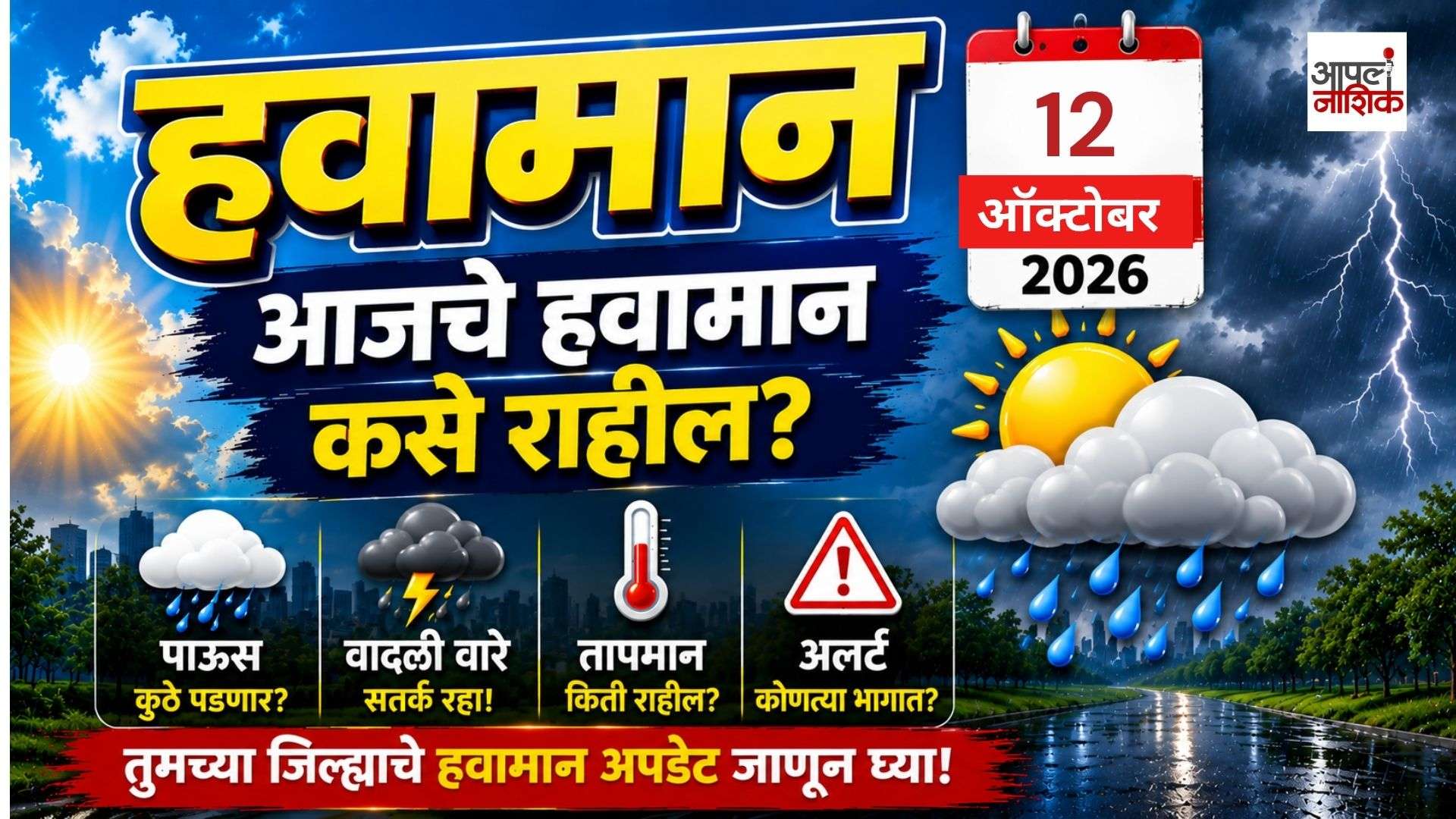नाशिकमध्ये आज निरभ्र आकाश! कमाल तापमान ३५°, हवामान अपडेट | Apla Nashik