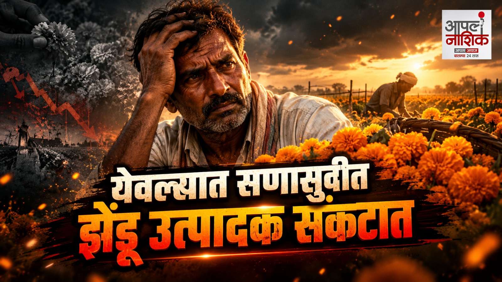 सणासुदीत झेंडूचे दर कोसळले; उत्पादकांसमोर आर्थिक संकट